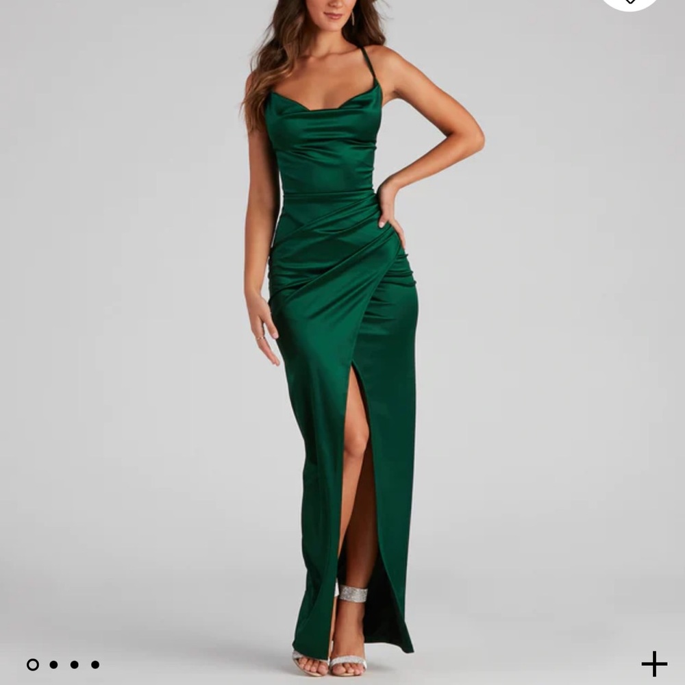 Emerald midi formal dress